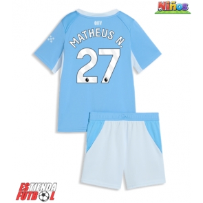 Manchester City Matheus Nunes #27 Primera Equipación Niños 2026-27 Manga Corta (+ Pantalones cortos)